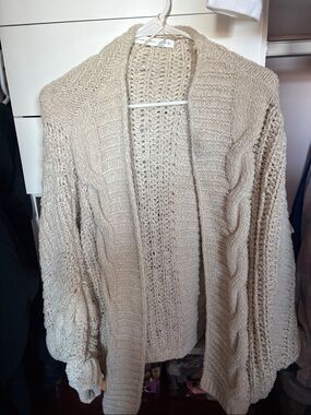 ALTARD STATE Chunky Open-Front Cream Cable Knit Women's Sweater Cardigan